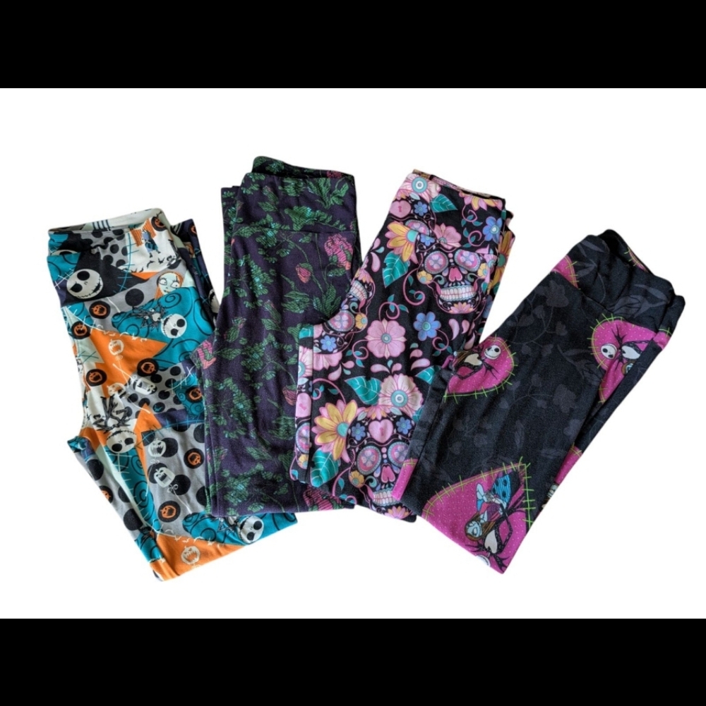 LuLaRoe Leggings Bundle - Black, Purple, Teal & Orange Prints